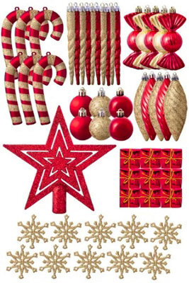Christmas Tree World The Red & Gold Bauble 52Pc Accessories Set - image 1
