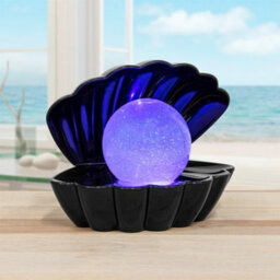 Almineez Black Clam Glitter Sea Shell Pearl Colour Changing Lamp - Portable Usb/battery Operated Night Desktop Bedside Table - thumbnail 2