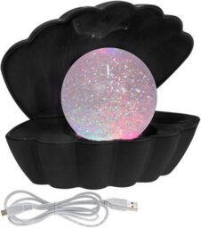 Almineez Black Clam Glitter Sea Shell Pearl Colour Changing Lamp - Portable Usb/battery Operated Night Desktop Bedside Table