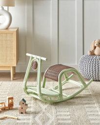 Beliani Kids Rocking Chair Aspria Rattan Light Green - thumbnail 2