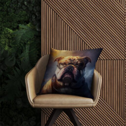 Warren Reed Designer Bulldog Splashart Golden Outdoor Cushion 45Cm X 45Cm - thumbnail 2