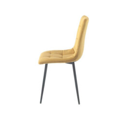 Urbn-Living Urbn Living 110Cm Dining Table & 4 Pcs Velvet Chairs Set Modern Metal Kitchen Furniture Oak Table And Curly Yellow Chair - thumbnail 4