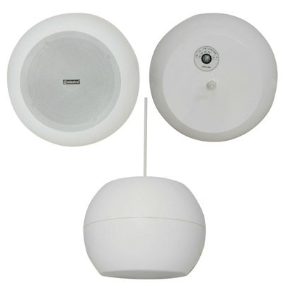 "Loops 6.5"" 30W White Hanging Suspended Pendant Ceiling Speaker 100V & 8Ohm Background"