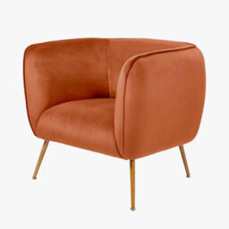 Pacific Lifestyle Lucca Burnt Orange Velvet And Metal Modern Occasional Armchair - thumbnail 4