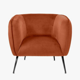 Pacific Lifestyle Lucca Burnt Orange Velvet And Metal Modern Occasional Armchair - thumbnail 3