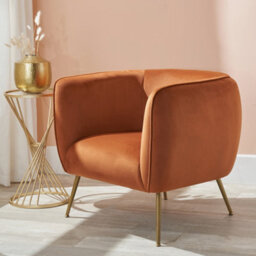 Pacific Lifestyle Lucca Burnt Orange Velvet And Metal Modern Occasional Armchair