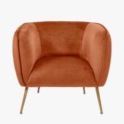 Pacific Lifestyle Lucca Burnt Orange Velvet And Metal Modern Occasional Armchair - thumbnail 2
