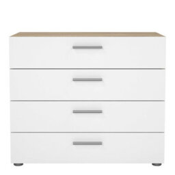 Wyld Haus Daejeon 4-Drawer Chest   White Gloss Fronts With Natural Oak Effect Frame - thumbnail 3