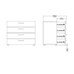 Wyld Haus Daejeon 4-Drawer Chest   White Gloss Fronts With Natural Oak Effect Frame - thumbnail 9