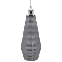 Long Life Lamps Company Retro Chrome Ceiling Pendant Light Ribbed Smoked Grey Glass Lamp Shade K421 - thumbnail 4