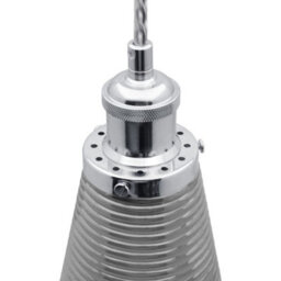 Long Life Lamps Company Retro Chrome Ceiling Pendant Light Ribbed Smoked Grey Glass Lamp Shade K421 - thumbnail 5