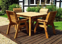 Charles Taylor Trading Four Seater Square Table Set With Cushions - W230 X D230 X H98 - Fully Assembled - Green - thumbnail 1