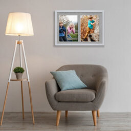 AK Frames 20X14 Silver Sleek Multi Photo Frame With Silver Mount - Holds 2 Apertures (2X) A4 Photos - thumbnail 3