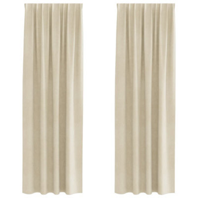 Berkfield Modern Blackout Curtains With Top Tape 2 Pcs Cream Velvet - image 1