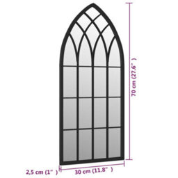 Berkfield Mirror Black 70X30 Cm Iron For Indoor Use - thumbnail 6