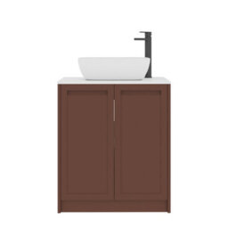 Royal Bathrooms Royal Bathroom Elmore 700mm Terracotta Clay Freestanding Bathroom Vanity Unit 2 Door Plain White Worktop With Elva Basin - thumbnail 7