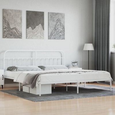 Berkfield Metal Bed Frame With Headboard White 193X203 Cm - image 1