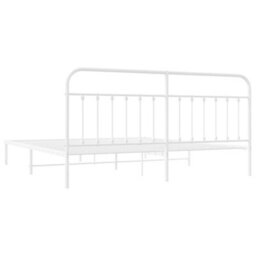 Berkfield Metal Bed Frame With Headboard White 193X203 Cm - thumbnail 8