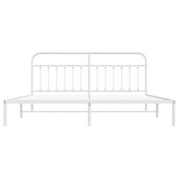 Berkfield Metal Bed Frame With Headboard White 193X203 Cm - thumbnail 6
