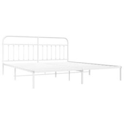 Berkfield Metal Bed Frame With Headboard White 193X203 Cm - thumbnail 5
