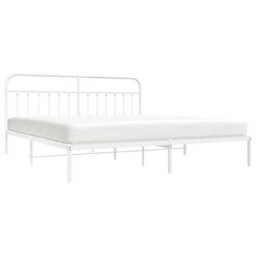 Berkfield Metal Bed Frame With Headboard White 193X203 Cm - thumbnail 3