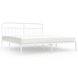Berkfield Metal Bed Frame With Headboard White 193X203 Cm - thumbnail 2