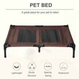 Pawhut Large Pet Cot Portable Dog Cat Sleep Bed Elevated Camping Outdoor Brown - thumbnail 4