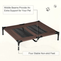 Pawhut Large Pet Cot Portable Dog Cat Sleep Bed Elevated Camping Outdoor Brown - thumbnail 7