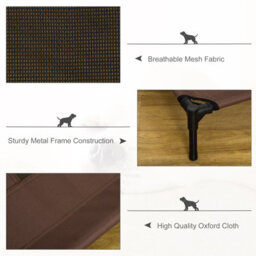 Pawhut Large Pet Cot Portable Dog Cat Sleep Bed Elevated Camping Outdoor Brown - thumbnail 6