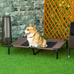 Pawhut Large Pet Cot Portable Dog Cat Sleep Bed Elevated Camping Outdoor Brown - thumbnail 1