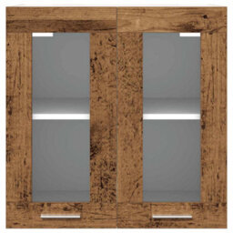 Walplus Kitchen Wall Cabinet Lyon With Glass Door Old Wood 60X31X60 Cm - thumbnail 4