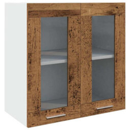 Walplus Kitchen Wall Cabinet Lyon With Glass Door Old Wood 60X31X60 Cm - thumbnail 2