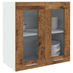 Walplus Kitchen Wall Cabinet Lyon With Glass Door Old Wood 60X31X60 Cm