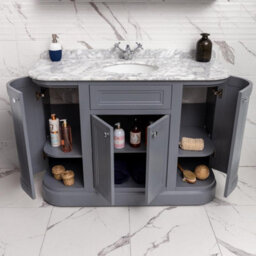 Plum&clay Fairmont Traditional Curved Light Grey Floor Standing Vanity Unit With Ceramic Basin & Marble Top (W)1200mm - thumbnail 6