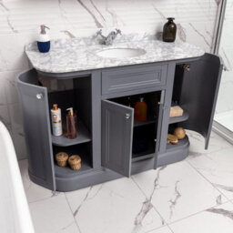 Plum&clay Fairmont Traditional Curved Light Grey Floor Standing Vanity Unit With Ceramic Basin & Marble Top (W)1200mm - thumbnail 7