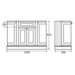 Plum&clay Fairmont Traditional Curved Light Grey Floor Standing Vanity Unit With Ceramic Basin & Marble Top (W)1200mm - thumbnail 2
