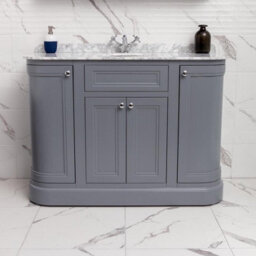 Plum&clay Fairmont Traditional Curved Light Grey Floor Standing Vanity Unit With Ceramic Basin & Marble Top (W)1200mm - thumbnail 3