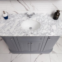 Plum&clay Fairmont Traditional Curved Light Grey Floor Standing Vanity Unit With Ceramic Basin & Marble Top (W)1200mm - thumbnail 4