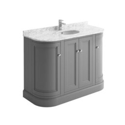 Plum&clay Fairmont Traditional Curved Light Grey Floor Standing Vanity Unit With Ceramic Basin & Marble Top (W)1200mm