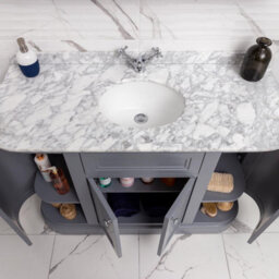 Plum&clay Fairmont Traditional Curved Light Grey Floor Standing Vanity Unit With Ceramic Basin & Marble Top (W)1200mm - thumbnail 8