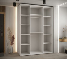 Arte Sapporo Ii Chic White Mirrored Sliding Door Wardrobe With Lamella Effect (H)2050mm (W)1800mm (D)600mm - thumbnail 4