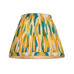 Luminosa Lighting Luminosa Upton Rechargeable Brushed Aged Brass Plate With Yellow Table Lamp With Jade Fabric Ikat Shade 16Cm Integrated Led - thumbnail 7