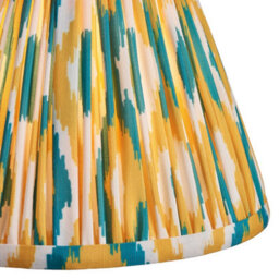 Luminosa Lighting Luminosa Upton Rechargeable Brushed Aged Brass Plate With Yellow Table Lamp With Jade Fabric Ikat Shade 16Cm Integrated Led - thumbnail 6