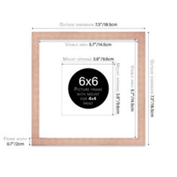"6X6"" Bronze Picture Frame - 6X6"" Square Frame With 4X4"" Mount For 6X6""/4X4"" Pictures Art Deco Style Room Decor, 1 Pack" - thumbnail 2