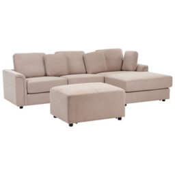 Beliani Corner Sofa 4 Seater Kohlo Fabric Taupe With Ottoman Left Hand - thumbnail 4