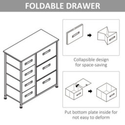 Homcom Chest Of Drawers With 7 Dresser Drawers For Home Bedroom, Light Grey - thumbnail 7