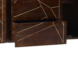 Wyld Haus Bandung Dark Mango Wood And Gold Sideboard Large 3 Drawers 2 Doors - thumbnail 4