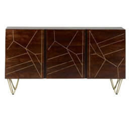 Wyld Haus Bandung Dark Mango Wood And Gold Sideboard Large 3 Drawers 2 Doors - thumbnail 3