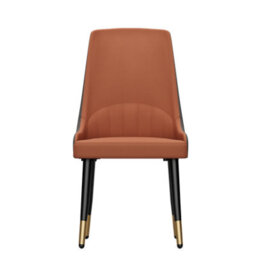 Fativo Set Of 2 Dining Chair Anti-Scratch Leather Padded Seat Metal Legs Chairs L46Xw50Xh82Cm, Orange Gray - thumbnail 4