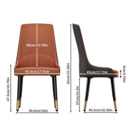 Fativo Set Of 2 Dining Chair Anti-Scratch Leather Padded Seat Metal Legs Chairs L46Xw50Xh82Cm, Orange Gray - thumbnail 3